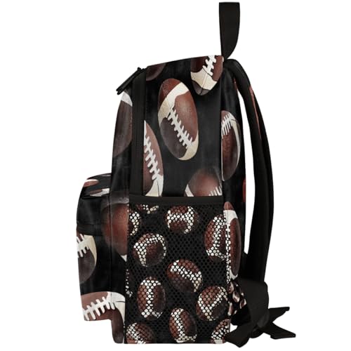 Image of Toddler Sports Backpack for Boys Girls,12 Inch Kids Backpack for Preschool Kindergarten Elementary,Lightweight Small Bookbag with Chest Strap for Daycare Travel,Footballs Rugby Ball Texture