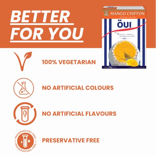 Image of OUI Signature Edition Mango Chiffon Mix I 100% Eggless recipe I Instant Cake Mix | 3 Step - Prep, Mix & Bake | 250g