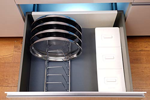 Image of LAPO 20 inch Stainless Steel Multipurpose Kitchen Plate Rack, Thali Rack, Dish Rack Stand, 10 Sections- Chrome Finish- Height-8 Inch (20 Inch Rack for 22 Inch Tandem Box) Pack of 1