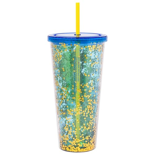 Image of Silver Buffalo Rainbow Brite Sparkle Twink, Plastic Cold Cup, 32oz | Confetti, Includes Lid and Straw, 0.95 Liters