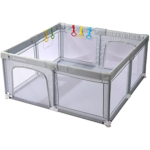Requena Baby Playpen Indoor Outdoor Toddler Fence with Breathable Mesh Extra Large Play Yard for Babies Boys Girls FAB150 (150cm x 150cm, Grey) Cover