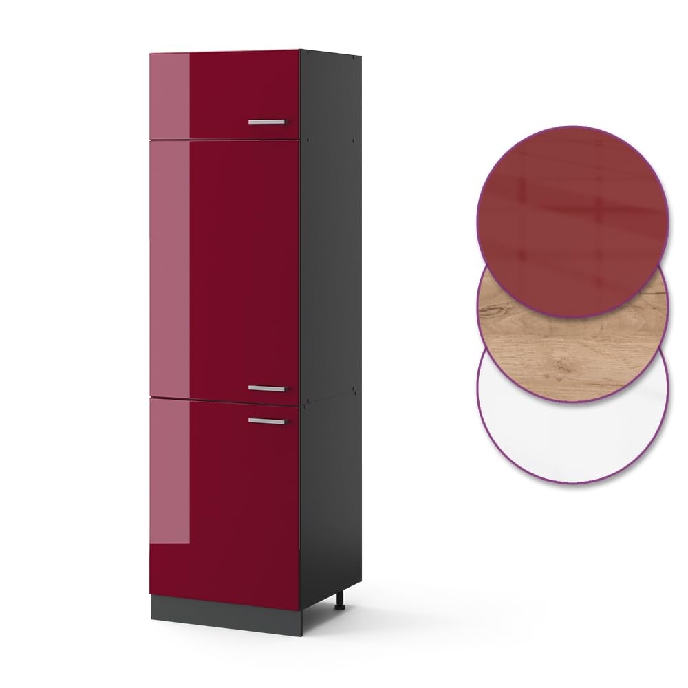 Vicco Armadio frigorifero R-Line, Rosso lucido, 60 cm
