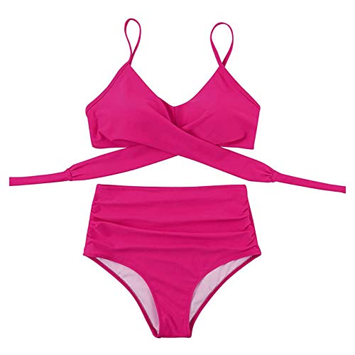 Women Two Piece High Waisted Bikini Sets Floral Wrap Push Up Swimsuits Tummy Control Criss-Cross Swim Bathing Suit #TOP3