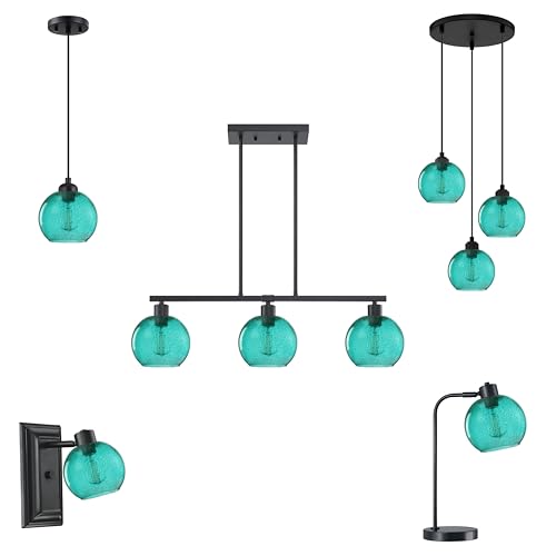 Image of 6.3 Inch Replacement Black Seeded Glass Lamp Shade Light Fixture,for Replacement Wall Sconce Pendant Light Ceiling Light Chandelier Shade,Factory Outlet (Ancient Green Glass 3 Pack)
