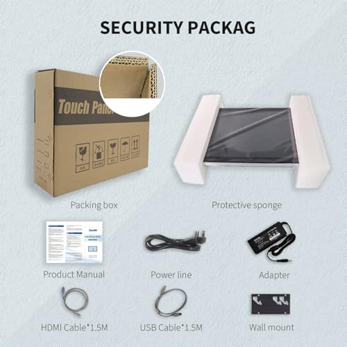 TouchWo Capacitive Multi-Touch Screen Industrial Monitor, 16:9 Display, Built-in Speakers, USB, VGA, DP & HD-MI Ports, Digital Signage Displays and Player for Advertising (21.5-Inch White) by TouchWo - Used condition - Image 9