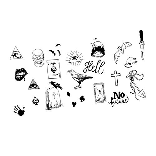 Neva Nude Grim Raver Spooky Dark Temporary Tattoo Pack | Body Decoration