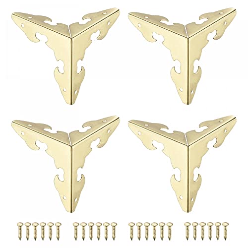 Image of uxcell 30x30x30mm Metal Box Corner Protectors Edge Guard Gold Tone 10pcs