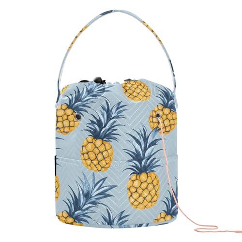 Yarn Storage Bag Small Crochet Bag Knitting Bag Organizer Pineapple Yarn Bags for Crocheting Basket