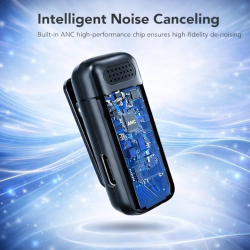 Image of Wireless Collar Microphone for Mobile with Charging Case Dual Channel Noise Reduction Clip Mic for iPhone Android Type C YouTube Reels Video Recording
