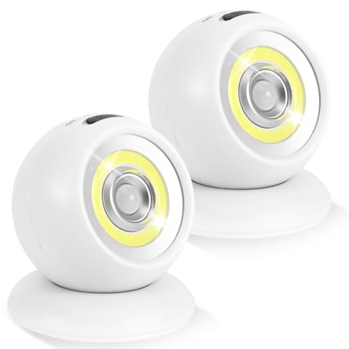 Bryzal 2 Pack Motion Sensor Lights Outdoor 360 Rotating Bright Ball Light Battery Powered LED Security Light with PIR Motion Sensor for Stair Hallway Garage Entrance