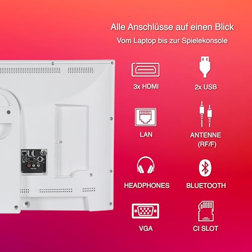 TELEFUNKEN 32 Zoll Fernseher tragbar mit integriertem Akku (HD Smart TV, Triple-Tuner, 6 Monate HD+ inkl.) PL32WI weiß – Bild 4