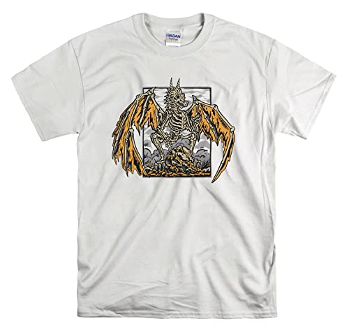 T-shirt dragon blanc unisexe XL en coton imprimé décontracté