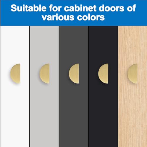 INCREWAY Tiradores para Cajones de Latón Macizo, 6 Piezas Tiradores en Forma de Media Luna, Manijas Doradas para Muebles, Perillas de Cobre Modernas y Decorativas miniatura 4