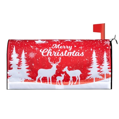 Magnetic Christmas Mailbox Cover 21x18Size & Waterproof Decoration Mailbox Cover with Christmas Reindeer Design for Outside Garden Home Yard Decor