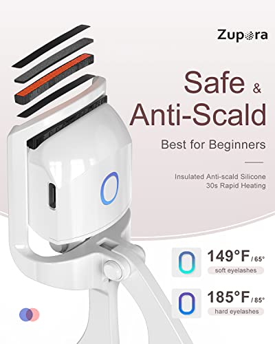 Heated Eyelash Curlers, Zupora Electric Eyelash Curler Handheld For All Eye Shapes, 2 Heating Modes For Quick Natural Curling Eye Lashes For Long Lasting, Rechargeable Eye Lash Curler With Lash Comb #TOP2