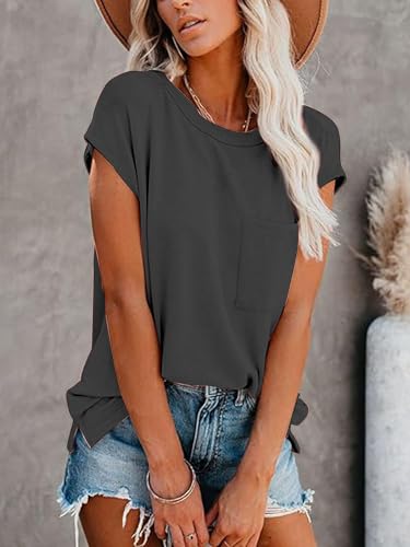 Image of CNFUFEN Short /Long Sleeve T Shirts for Women Fashion Casual Summer Lightweight Solid Trendy Tops