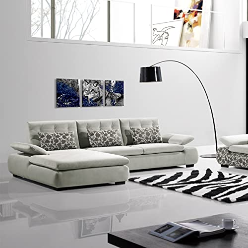 Kalormore Wildlife Animal Canvas Wall Art Black White Wolf With Blue Eyes Picture Giclee Prints Artwork Framed And Stretched Painting For Modern Home Living Room Office Bedroom Bathroom Decoration #TOP3