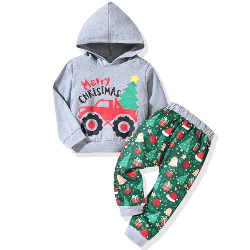 Image of HINTINA Baby Boys Dinosaur Long Sleeve Hoodie Tops Sweatsuit Pants Winter Outfit Set