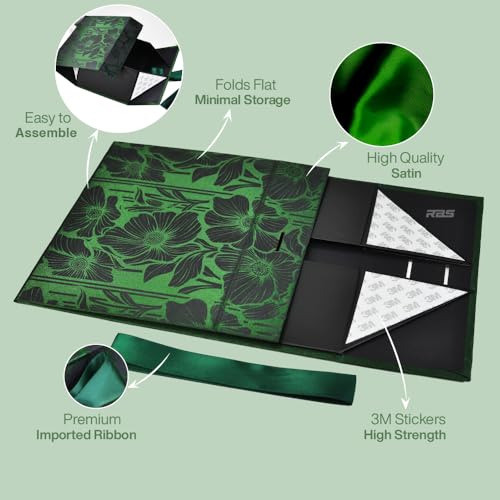 Image of RBS-Gift Box for Packaging 23x16 x10cm Decorative Empty Satin Finish Gift Packing Box with Ribbon (1 Pack) Holds Upto 5 kg Ideal for Gift Hampers Box for Return Gift All Occasion(Deep Emerald Forest)