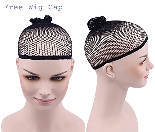 Cfalaicos 14.9'' Short Black Purple Anime Cosplay Wig Synthetic Hair With Bangs For Halloween Wig Party #TOP5