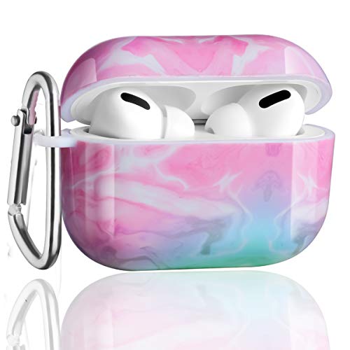 Airpods pro Case Cute - DMMG Marble Apple Airpods Case Accessories Protective Soft TPU Case Cover Portable & Shockproof Women Girls with Keychain for Airpods Charging Case (airpods pro Pink)