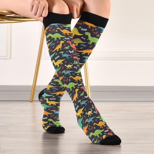 Image of Pigsaly Womens Compression Socks Yellow Stars Funny Brown Capybara Knee High Socks Athletic Tube Sock Outdoor Sport Socks