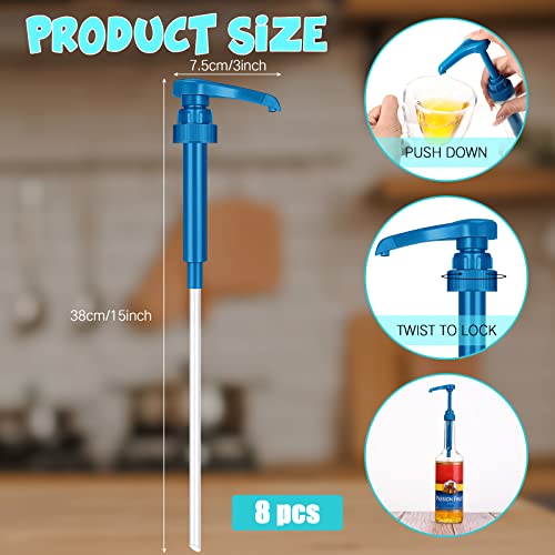 Image of Zopeal 8 Pieces Coffee Syrup Pump Dispenser Fits 750ml /25.4oz Bottles, Skinny Syrup Pump for Coffee Flavoring, Creamers, Caramel, Beverages, Kitchen Cafe Bar Drinking Mixes Food Dispenser(Blue)