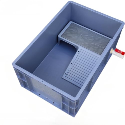 Youlines 亀の水槽、亀のケージ、脱走防止、横水交換、家庭用、両生類飼育、爬虫類水槽、庭飼育、休息、日光浴、水泳に適しています (60*40*34CM)