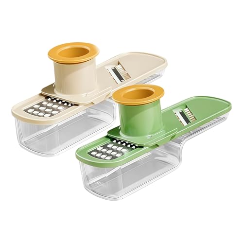Cortador de Verduras - Rallador de 2 Piezas con Recipiente - Cortador de Patatas con Protector de Mano - Para Ajo Limon Zanahoria Patata Preparacion Y Cocina