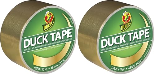 Image of Duck Brand 280748 Duct Tape Single Roll, Metallic Gold (Pack of 2)