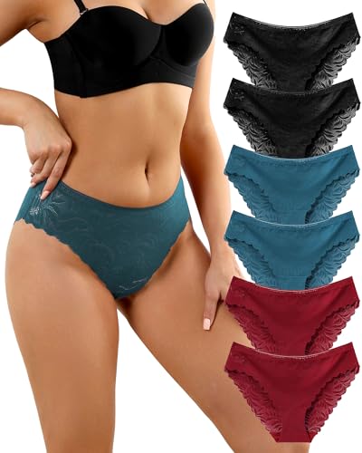 LEVAO Women's Lace Bikini Panties - High-Cut Cheeky Seamless Underwear, Breathable Comfort for Everyday Wear, Low Rise & No Show S-XXL