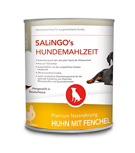 SALiNGO Hundefutter nass, Huhn mit Fenchel und Reis, sensitiv (6x800g)