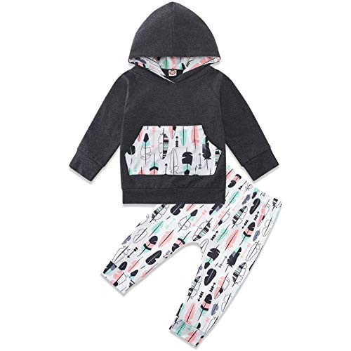 Little Kids Clothes Feather Mamas Boy Hoodies Pants Sweatsuit 2 Piece Set Infant Sweatshirts Long Pants Hooded Outfits Set with Pockets 6-12 Months
