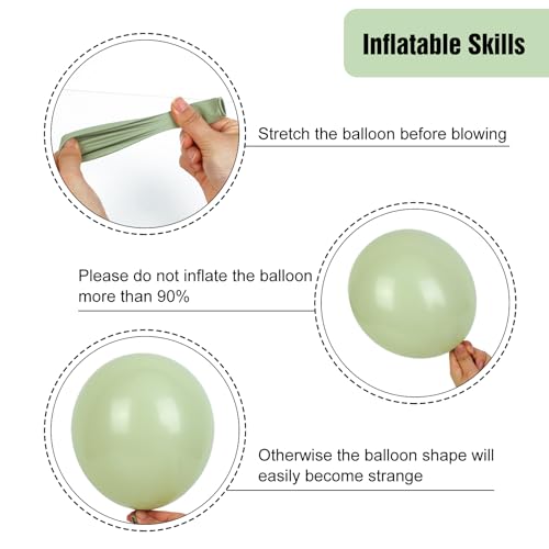 Image of RUBFAC 135pcs Dusty Green Balloons Different Sizes Pack of 18 12 10 5 Inch, Latex Boho Sage Green Balloon Garland Arch Kit for Wedding Dinosaur Jungle Safari Birthday Party Decorations