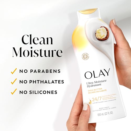 Olay Body Wash for Women, Ultra Moisture, 24hr Moisturizing, Hydrating & Refreshing, B3 Vitamin Complex, Free of Parabens & Phthalates, For All Skin Types, Shea Butter Scent, 22 fl oz - image 7