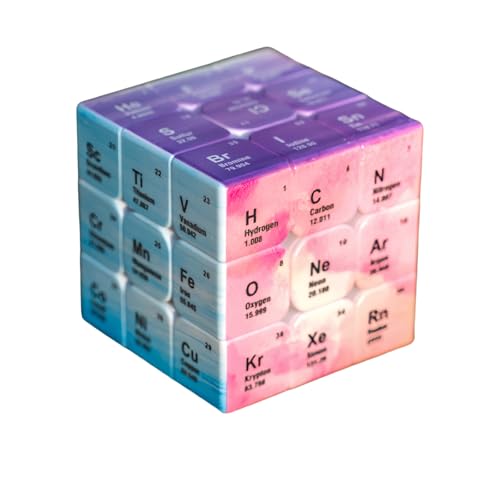 TenaLucy Cubo de Velocidad 3x3,Cubo Tabla Periódica con Elementos Químicos 3x3 Speed Cube Magico Juego de Rubik Sin Pegatinas,Rotación Rápida y Suave,para Regalo de Cumpleaños