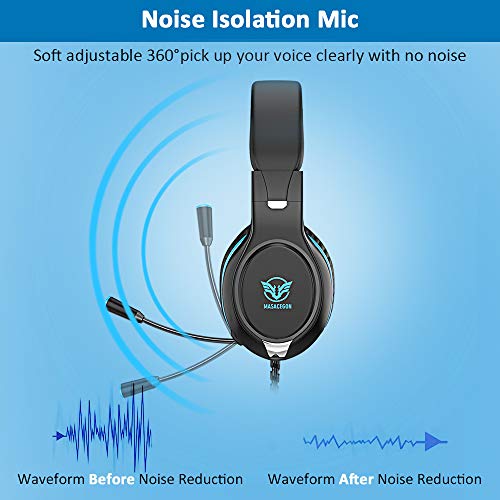 Cocoda Gaming-headset voor PS4, pc, Xbox One, ruisonderdrukking, professionele over-ear hoofdtelefoon met microfoon en volumeregeling, 3,5 mm headset, gaming voor PS3, laptop, Mac, mobiele telefoon, tablet switch - Afbeelding 6