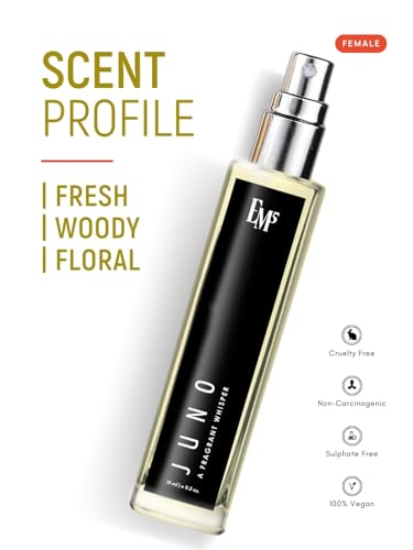 Image of EM5 Juno Perfume for Women | Powdery Woody Floral | EDP Strong and Long Lasting Spray | Luxury Gift for Her | 15ml