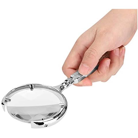 Magnifying Glass, Handheld Handicraft Magnifying Glass for Book Reading Watch Jewelry Repairing (Silver) Cover