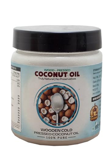Image of SARV MATRIKAA 100% Pure Wood-Pressed Coconut Oil - 200ml | Cold Pressed & Natural - No Preservatives - For Hair, Skin & Cooking - Virgin Grade