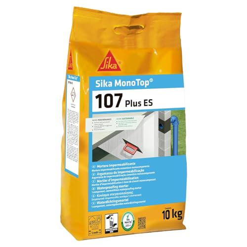 SIKA - Mortero impermeabilizante - Sika MonoTop-107 Plus ES - Gris - Uso en interior y exterior - Hormigón, mortero, piedra y fibrocemento - 10 kg