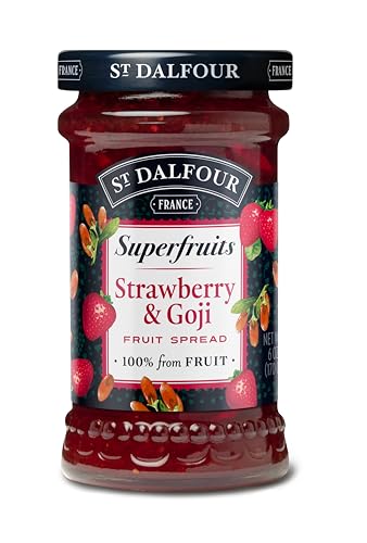 St Dalfour SUPERFRUITS FRESA & GOJI | Fruta triturada | Mermelada natural 340gr | 100% fruta sin azúcares añadidos