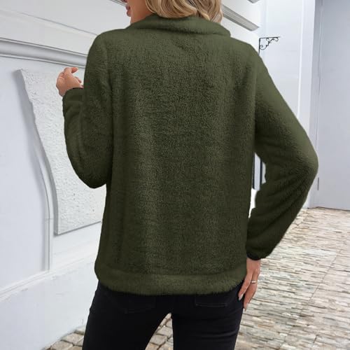 Green Sweatshirt for Women Oversized Half Quarter Zip Fleece Pullover - image 2
