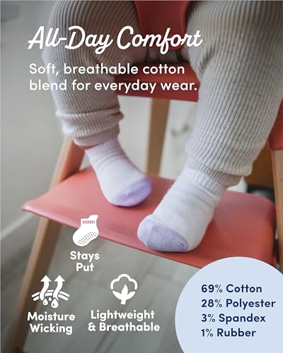 Chaussettes antidérapantes 100% coton confort pour bébé et toddler rose