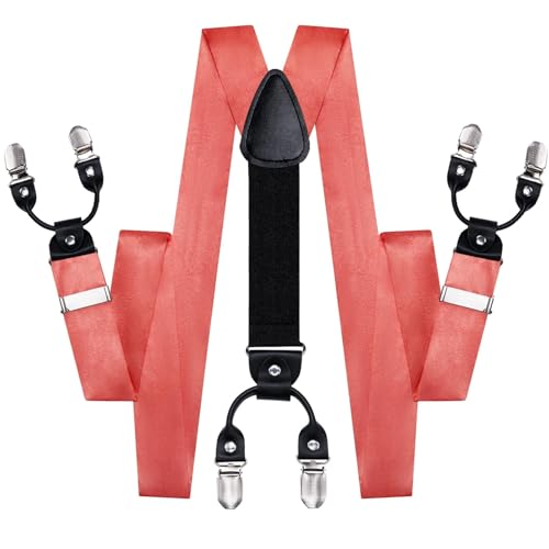 Image of Hi-Tie Men Suspender Bowtie Set Suspenders Pre-tied Bow Tie Pocket Square Cufflinks Adjustable Y Shape 6 Clips Braces Tuxedo