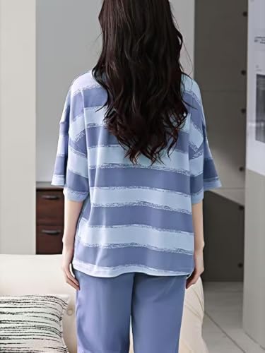 Image of Lymio Womens Korean Night Dress | Full Pyjama Set | Korean Nightsuit | Women Nightwear |Round Neck Full Sleeve Nightsuit | Loungewear | Everyday Nightdress (W-ND-3)