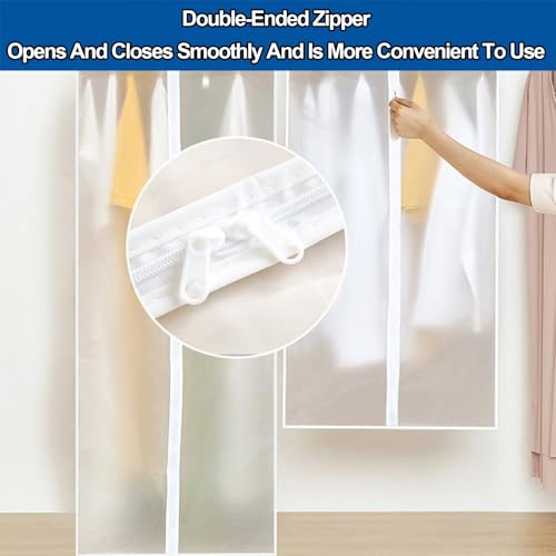 Clear Garment Bags, Clothing Covers for Plastic Clothes Covers Dust Cover Bags Protectors for Hanging Clothes, Suit, Coats, Jackets, Dress(30x60x90cm/12x24x35in)4