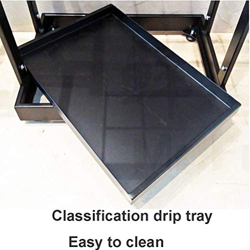 Rangement parapluie métallique noir avec support canne et bac de récupération d'eau - 7