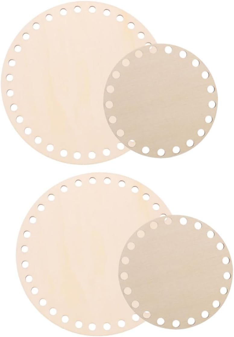 Uonlytech 4pcs DIY Wooden Embroidery Hoop Frame Natural Wood Holder for Needlework Cross Stitch Crochet Projects Versatile Craft Base with Holes for Easy Use