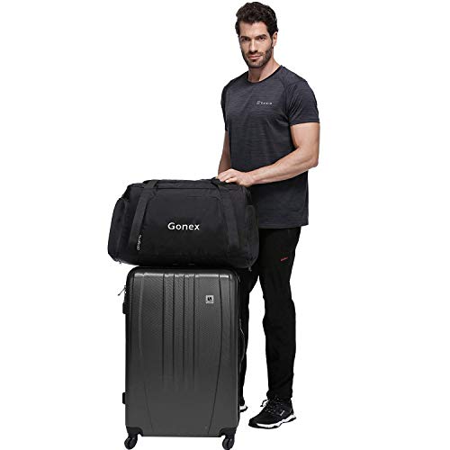 Gonex 60L Travel Duffel Bag Gym Bag Sports Duffle Bag Carry on Weekender Bag Luggage Duffel for Men Women for Hiking Camping Travelling Cycling with Shoe Compartment Black